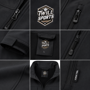 Veste de randonnée imperméable en toile d'hiver personnalisée avec logo, col montant, respirante, séchage rapide, fermeture éclair, pour homme - Product Image 4