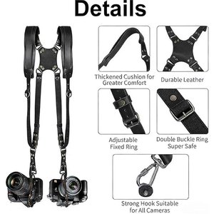 Arnés de Cámara Ajustable, Sistema de Montaje Dual en Hombro y Pecho para Cámaras DSLR y sin Espejo, Equipo de Fotografía de Viaje - Product Image 6