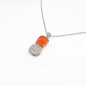 Ensemble de boucles d'oreilles pendantes en argent sterling 925 avec calcédoine orange naturelle, plaqué rhodium, style punk pour femmes, cadeau d'anniversaire, bijoux fins - Product Image 4