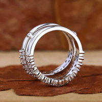 Bague Pragalbh double rangée de moissanite sertie à griffes, alliance ouverte, bague de déclaration de luxe, certifiée IGI, en or 14K pour femme