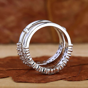 Double Row Moissanite Prong Wrap <b>Ring</b> <b>Open</b> Wedding Band Luxury Statement <b>Ring</b> Moissanite Party Anniversary <b>Ring</b> for Women - Product Image 4