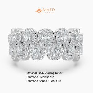 Anillo de Compromiso de Moissanita con Corte de Pera, Banda Abierta, Plata de Ley 925, Joyas de Lujo para Boda, Joyería para Mujer - Product Image 6