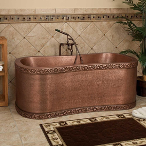 Baignoire classique en cuivre à pattes de chat avec un intérieur argenté élégant et des pieds ornés, disponible à prix de gros. - Product Image 3