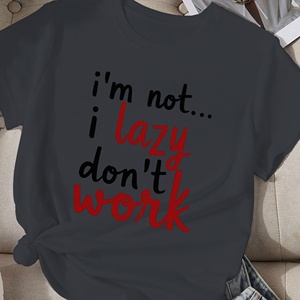 Camiseta cómoda informal para mujer con cuello redondo y manga corta con estampado de transferencia de calor en tejido de punto de poliéster - Product Image 2
