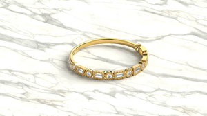 Anillo Apilable de Oro 18K con Diamantes Baguette Milgrain, Ligero, Moderno, Vintage, con Bisel Alternado, Tipo Eternity, Joyería Fina para Mujer - Product Image 3