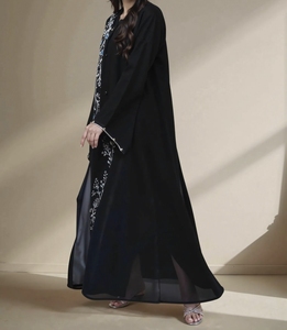 Hot Sale Gorgeous Best Kaftan Abaya Handmade Turkish Floor Length Long Sleeve Floral Pattern Polyester Soft Breathable Fabric - Product Image 4