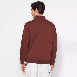 Pull en maille bordeaux pour homme à col montant zippé, coupe classique, décontracté, pour l'automne - Product Image 6