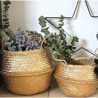 Panier rond pliable en jonc de mer tressé à la main du Vietnam, de haute qualité, pour rangement, style moderne pour la maison