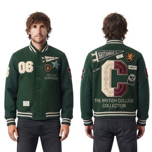 Chaquetas Personalizadas de Lana 100% para Hombre, Estilo Universitario, con Bordado de Letras y Números de Béisbol en Verde Bosque - Product Image 3