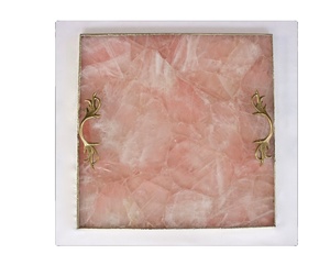 Design personnalisable de plateau de nourriture rectangulaire en quartz avec motif rond en plastique marbré en bois d'acier inoxydable pour un usage domestique - Product Image 1