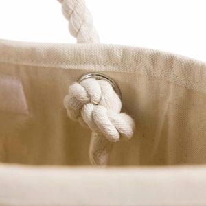Sac fourre-tout de plage en toile de jute avec poignées en corde, soufflet à œillets, personnalisable avec logo, vente en gros, promotionnel, pour le shopping, le marché, la vente au détail et les cadeaux - Product Image 3