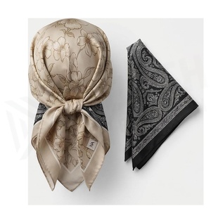 NORTH APPROACH Women's Square <b>Silk</b> Scarf Floral Print Elegant Multi-Functional Fashion Accessory All Seasons - Product Image 2