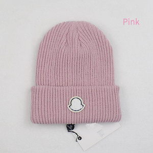 Bonnet en tricot rose 100% coton, couleur unie, avec nœuds et appliques camouflage, unisexe, pour adultes, idéal pour l'hiver et les loisirs à la plage - Product Image 1