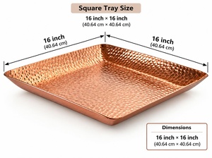 Bandeja de Cobre Hecha a Mano, Decorativa Rústica para Mesa, Paquete Individual - Product Image 2