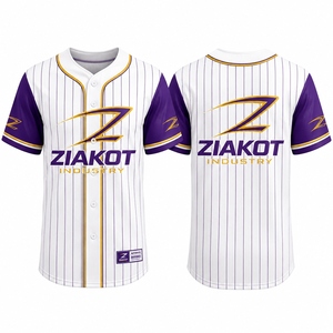 เสื้อเบสบอล ZIAKOT ลายทางสีขาวน้ำเงิน แบบยูนิเซ็กซ์ แขนสั้น ระบายอากาศได้ดี พิมพ์ลายแบบซับลิเมชั่น เสื้อผ้ากีฬาแท้ - Product Image 3