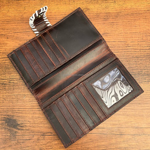 Cartera plegable de piel de vaca de diseño personalizado de moda para mujer al por mayor, Cartera de gran capacidad de piel auténtica con tarjetero - Product Image 6