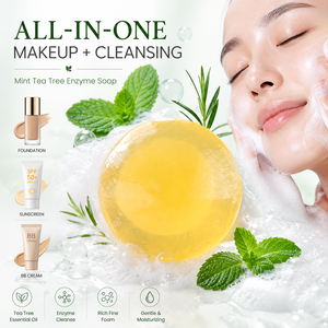 Mint Tea <b>Tree</b> Enzyme Facial Soap All in One Daily Makeup Removal and Deep Cleansing Bar - Product Image 1