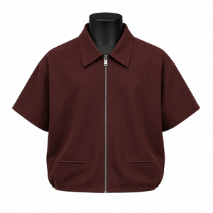 Chemise bomber décontractée à manches courtes pour homme, légère, en twill, printemps, 100% coton biologique, écologique, sur mesure, OEM, ODM, vente en gros - Product Image 1