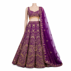 Luxury Purple Designer Bridal Lehenga Choli with Embroidered Dupatta Premium Wedding Reception Party Wear Ethnic Dress for Women - Product Image 1