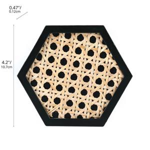 Juego de Posavasos Redondos de Ratán y Madera, Perfectos para la Protección de Muebles de Comedor, Fiestas, Eventos y Uso Diario, de la India - Product Image 5