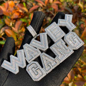 Colgante Unisex Personalizado de Plata 925 con Moissanita, Chapado en Rodio, Diseño Iced Out con Letra y Corte Brillante Redondo, para Joyería de Fiesta - Product Image 6