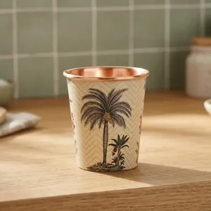 Petit gobelet en cuivre Palms, verre à eau en cuivre pur, réutilisable, durable, pour boire, servir, vaisselle, essentiel pour la salle à manger - Product Image 2