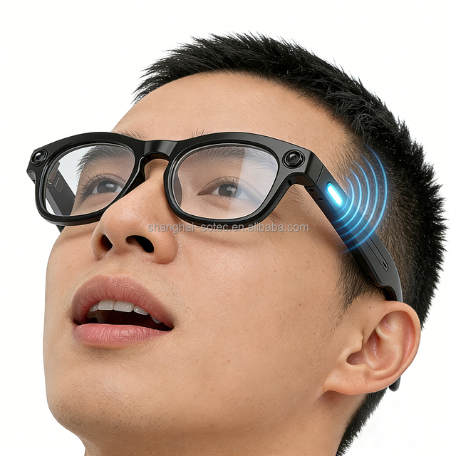 Innovative AI Live Streaming Eyewear Dual Camera Instant Translation Message Reminder IP64 Waterproof Magnetic Charging Voice