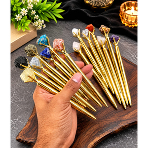 ปากกาทองคำทำมือสุดหรูหราประดับด้วยคริสตัลอัญมณีดิบธรรมชาติ ของขวัญธุรกิจสำหรับเขียนและเซ็นชื่อ - Product Image 4