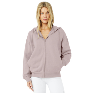 Vente en gros de sweat-shirts pour femmes en coton coupe-vent, avec fermeture éclair, poche kangourou, manches longues, doux, classiques, en polaire - Product Image 2
