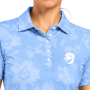 Polo de Golf de Manga Corta para Mujer, Color Azul Acero, Estampado Floral, Deportivo, Transpirable, Personalizable, Venta al Por Mayor - Product Image 4
