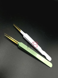 แหนบต่อขนตาสแตนเลสแบบใหม่ ดีไซน์เคลือบสีตามสั่ง ปลายสีทอง - Product Image 3