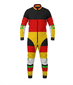 Combinaison de saut en parachute pour homme Ekin Impex, noire, rouge et jaune, avec fermeture éclair sur le devant et bandes réfléchissantes, taille adulte. - Product Image 2