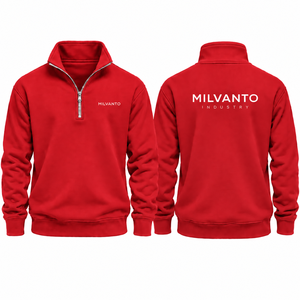 Sudadera con Cierre de Cremallera de 1/4, Color Rojo, Personalizada, Unisex, 100% Algodón, Sudadera de Felpa Premium para Hombre y Mujer, Ropa de Calle para Invierno - Product Image 1