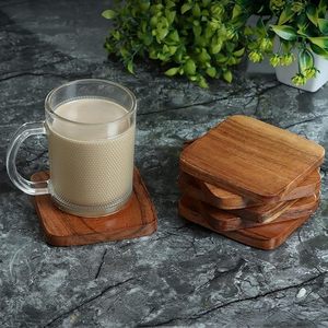 Wood Handcrafted Square <b>Coasters</b> Heat Resistant Coffee & <b>Drink</b> <b>Coasters</b> for Home Office Decor - Product Image 5