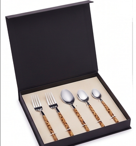 Ensemble de couverts vintage avec manches en écaille de tortue, couverts en acier inoxydable, 5 pièces, vaisselle pour la mise en table de mariage - Product Image 6