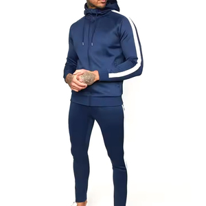 Winter Solid Color Casual Eco-Friendly <b>Men's</b> 2-Piece Breathable Lightweight Full Sleeve 100% Cotton Tracksuit T-Shirts Pants - Product Image 1