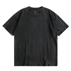 T-shirt graphique noir délavé 100 % coton grande taille col rond manches courtes motif floral streetwear décontracté vente en gros - Product Image 1