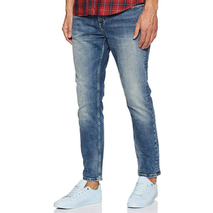 Service OEM – Jean décontracté pour homme de haute qualité, coupe droite, délavé, bleu, confortable, respirant, en denim, ajustement personnalisé - Product Image 1