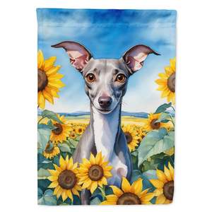 Galgo italiano girasoles jardín bandera Multicolor ilustraciones para Patio decorativo buzón Banner para camas de flores tamaño de jardín - Product Image 1