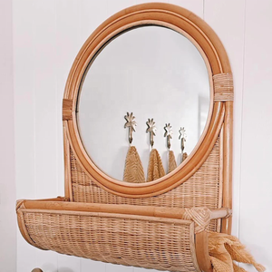 Espejo de pared de ratán más vendido de alta calidad con elegancia de almacenamiento y funcionalidad hecho a mano en Vietnam - Product Image 5