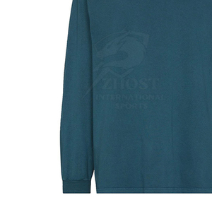 ZHOST <b>Men</b> Long Sleeve <b>T</b>-<b>Shirt</b> O-Neck 100% Cotton Knitted Jersey Casual Wear Breathable Regular Fit Front Logo Printed 320g - Product Image 2