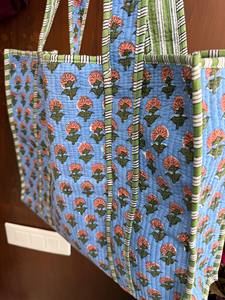 Bolso Tote Plegable Hecho a Mano en India, Acolchado, de Algodón, Estilo Bohemio, Ecológico, para Mujer, de Fibra de Paja, 40x40x25cm, Multifuncional - Product Image 3