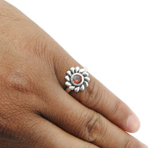 Top Selling 925 Sterling <b>Silver</b> Handmade Wedding Party <b>Ring</b> Studded With Round Cut Natural <b>Garnet</b> Gemstone Bohemian Jewelry - Product Image 4