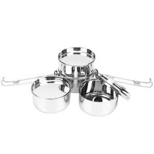Rectangle >3-Tier Stainless Steel Tiffin <b>Box</b> 3 Compartments Leak Proof Dishwasher Safe <b>Stackable</b> Metal <b>Lunch</b> <b>Box</b> Heavy Duty Food - Product Image 3
