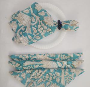 Serviettes de table indiennes artisanales en coton 100% imprimées à la main, serviettes de dîner imprimées à la main, linge de table écologique pour mariage - Product Image 5