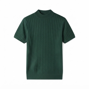 Pull-over tricoté personnalisé pour homme, manches courtes, couleur unie, respirant, 100 % coton, style hiver, anti-boulochage - Product Image 6
