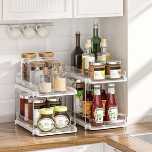 Organizador de Medicamentos Extraíble de 2 Niveles, Almacenamiento Multiusos para Baño y Cocina, Organizador Apilable para Fregadero y Despensa - Product Image 3