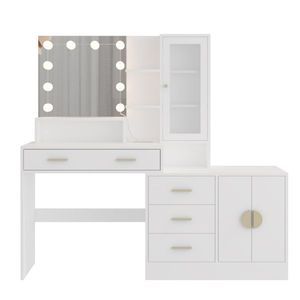 Grande Tavolo da Trucco con 10 Luci LED e Stazione di Ricarica, Ideale per Uso come Toeletta - Product Image 5