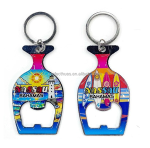 Porte-clés ouvre-bouteille en métal coloré, thème océan, design tropical, souvenir - Product Image 2