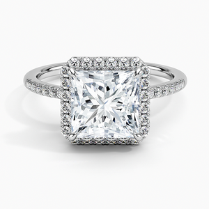 Anillo BOJ 029 con Corte Princesa, Plata 925, Halo Cambria, Diamante Blanco de 2ct, Color D, VVS1, Moissanita, Certificado GRA, Precio Bajo - Product Image 1